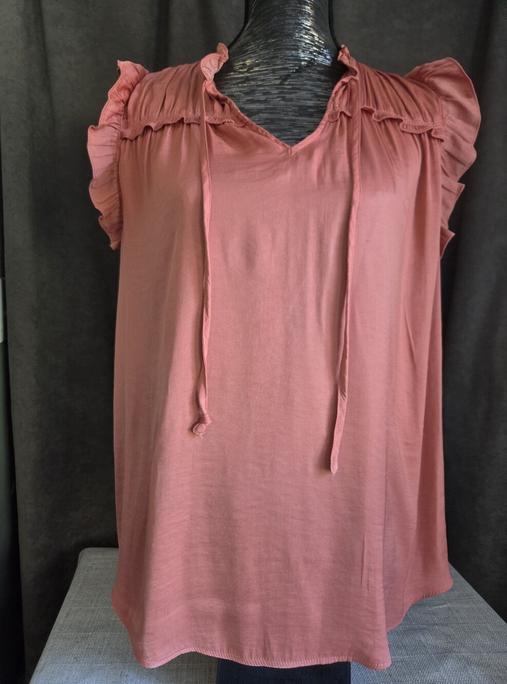 Rachel Zoe Dusty Rose Ruffle Tie-Neck Blouse